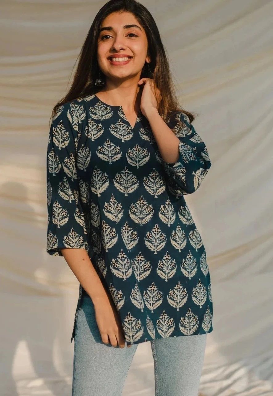 shrutika Casual Regular Sleeves Printed Women Dark Blue Top-picture-12