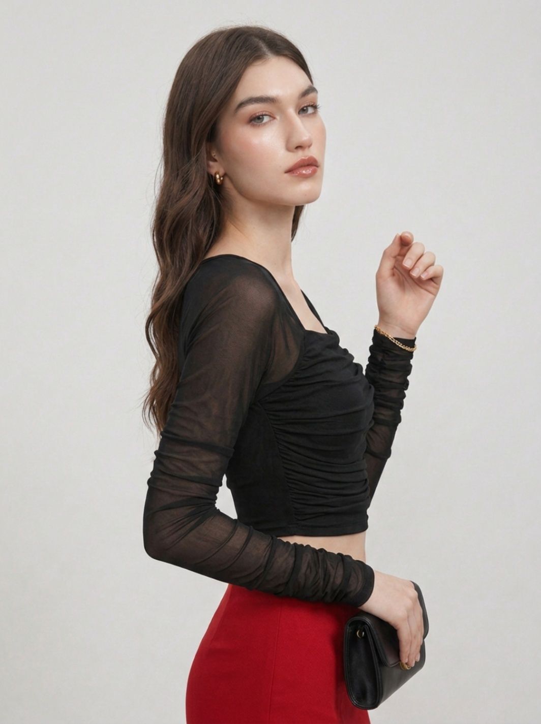 Party Regular Sleeves Solid Women Black Top-image-24