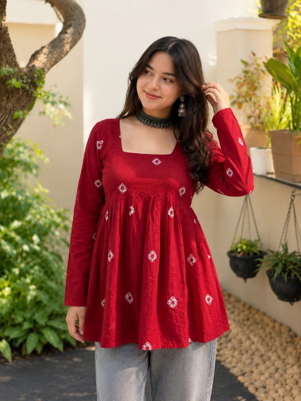 Casual Regular Sleeves Printed Women Red Top-image-39