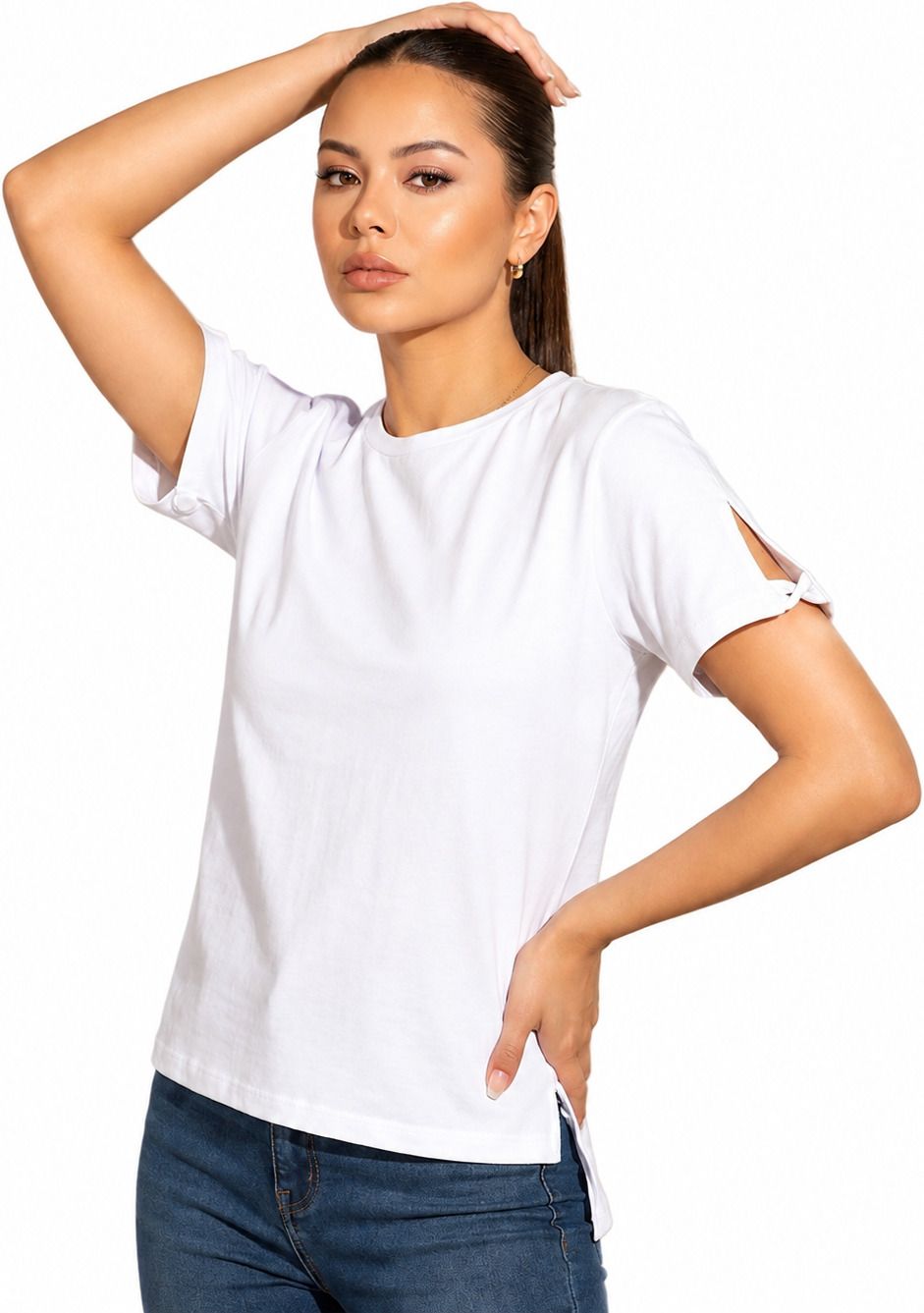 Casual Cap Sleeves Solid Women White Top-image-47