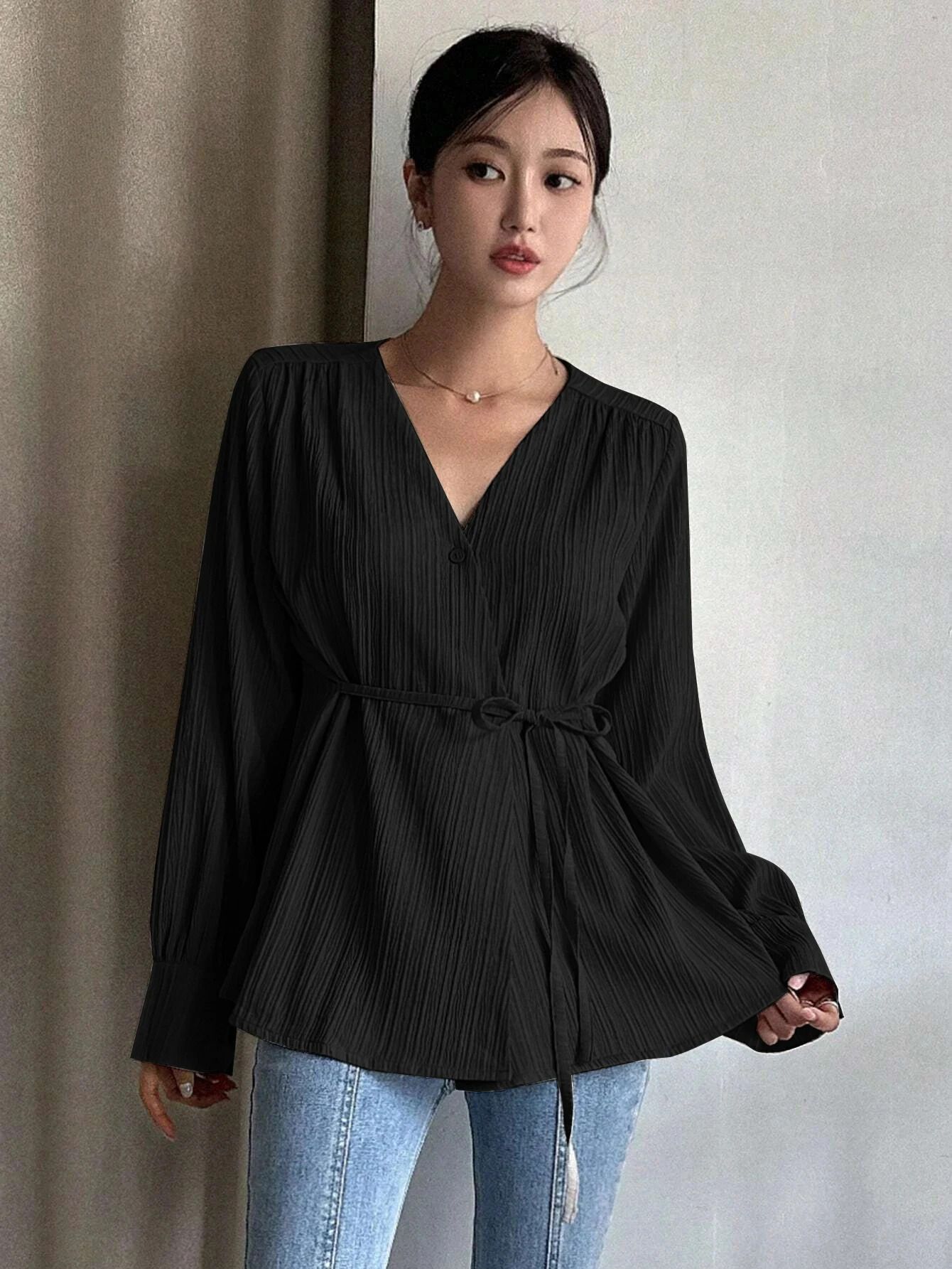 leriya fashion Casual Regular Sleeves Solid Women Black Top-picture-14