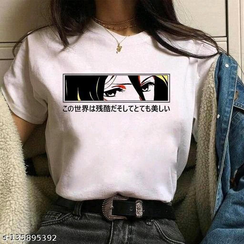 balajitextile Women Printed Round Neck Cotton Blend White T-Shirt-picture-11