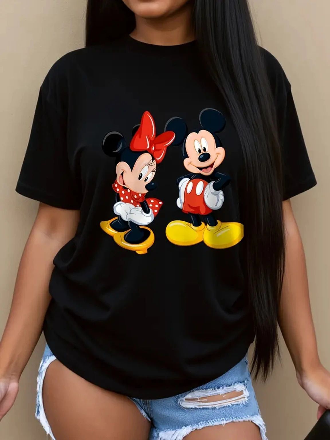 Women Solid Round Neck Cotton Blend Black T-Shirt-image-40