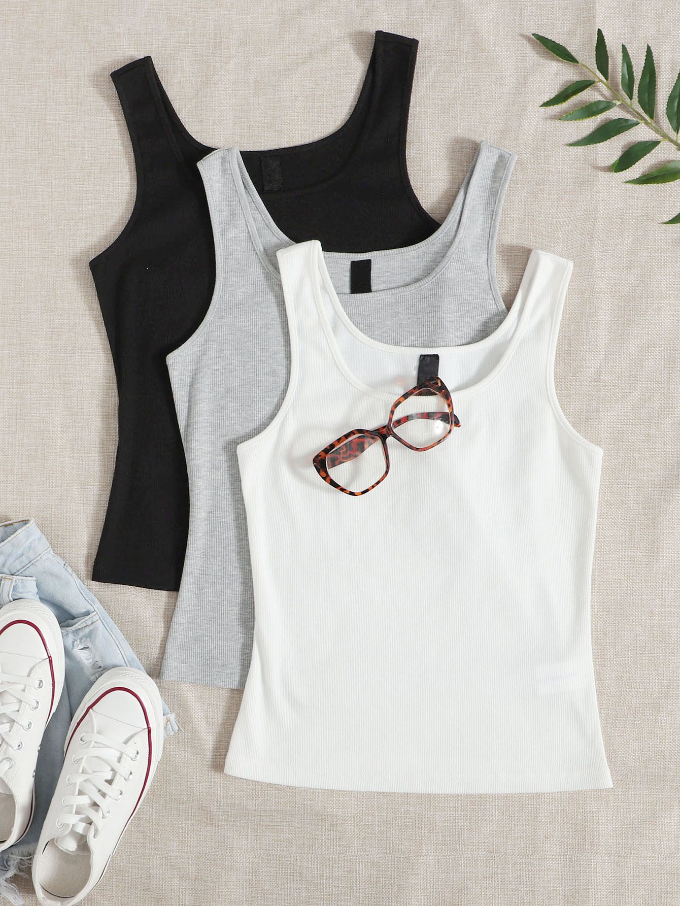 ddaspration Pack of 3 Casual Sleeveless Solid Women Multicolor Top-picture-18