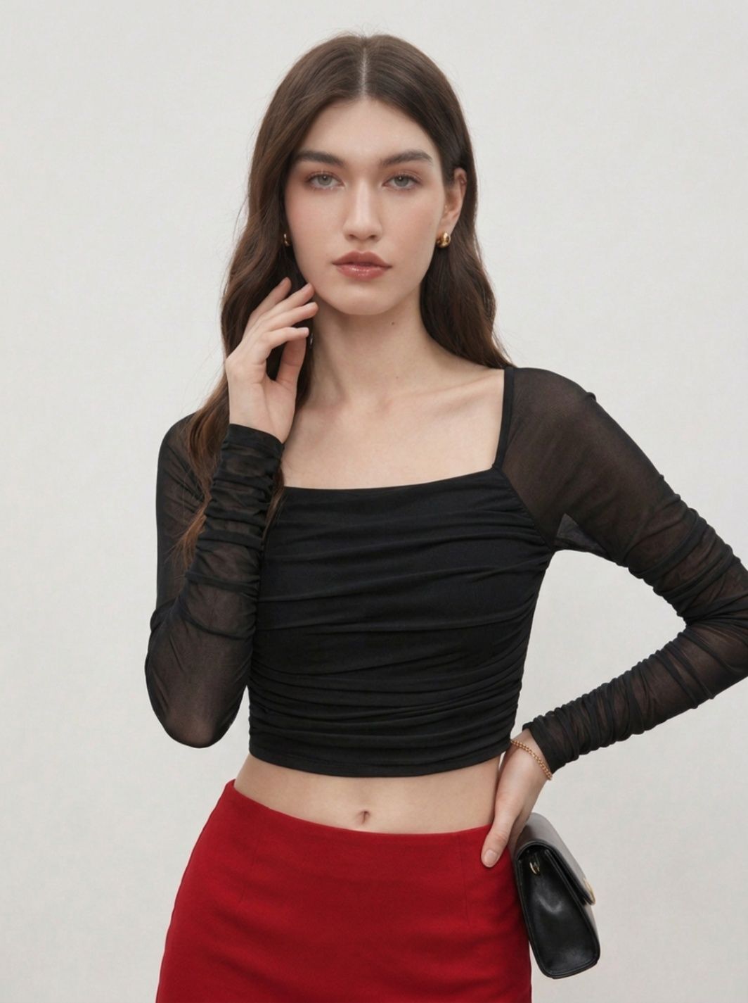 metronaut Party Regular Sleeves Solid Women Black Top-picture-27