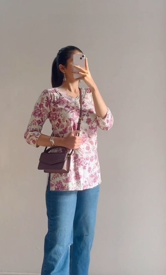 Casual Regular Sleeves Embroidered Women Pink, Beige Top