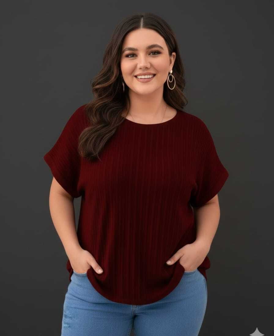 Casual Balloon Sleeve Self Design Women Maroon Top-image-49