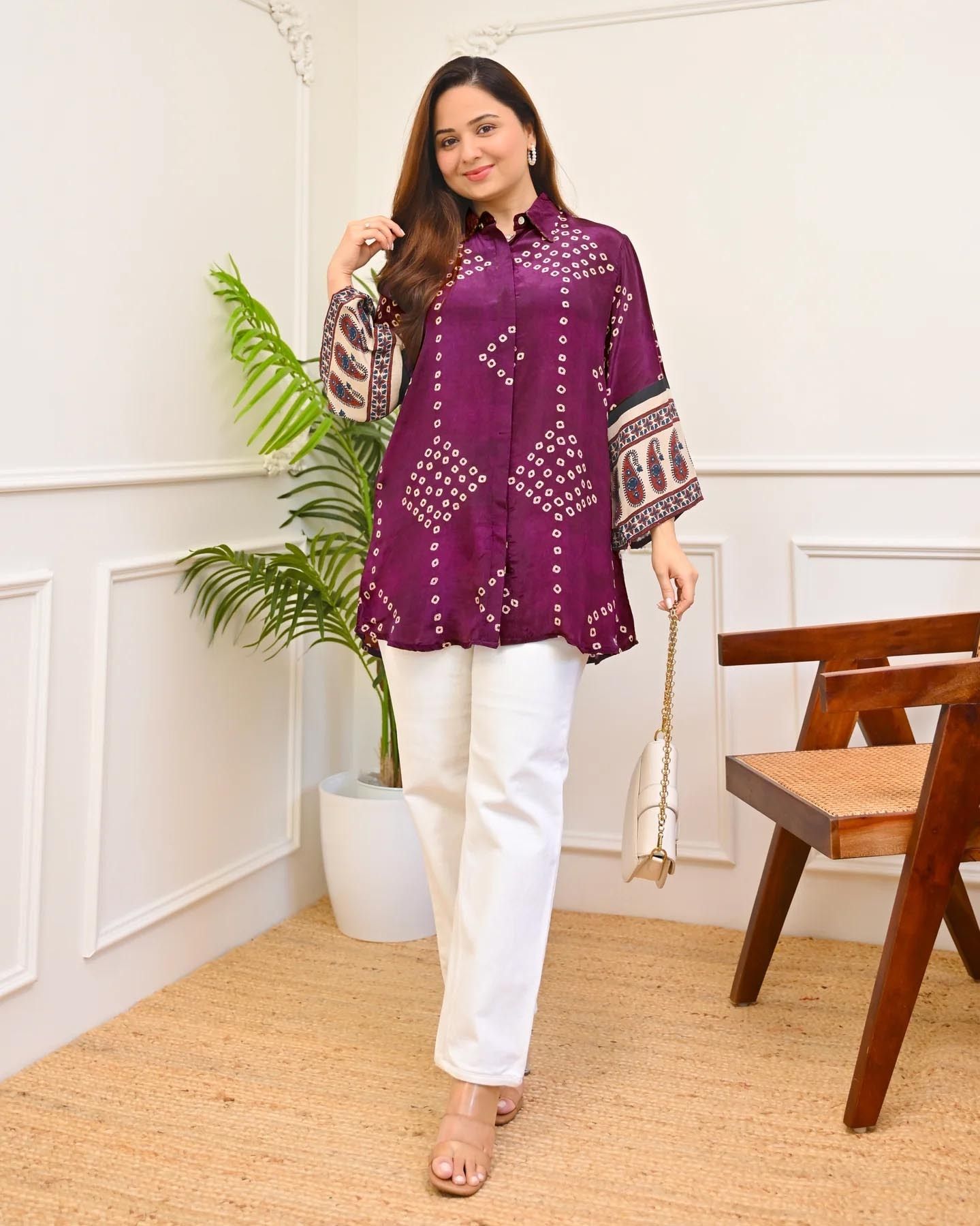 rr sa kurtis Casual Flared Sleeves Printed Women Maroon Top-picture-16