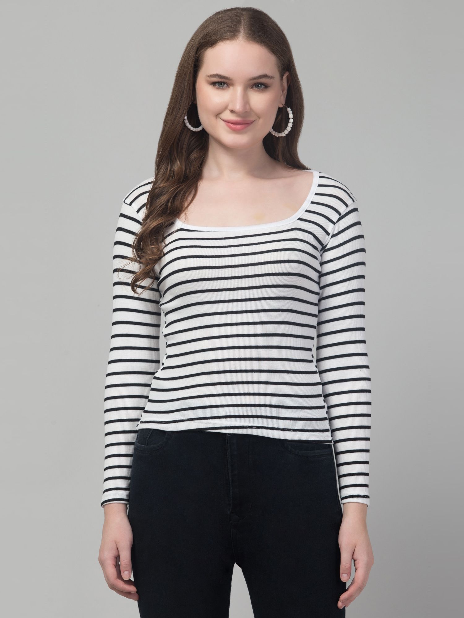 western darji Casual Regular Sleeves Striped Women Multicolor Top-picture-11