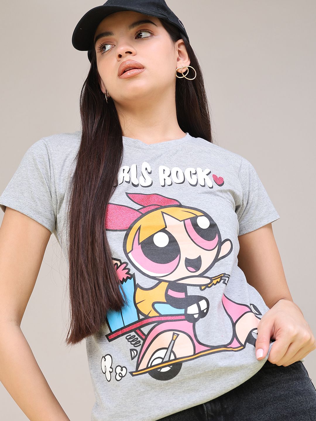 v-mart Casual Regular Sleeves Printed Women Grey Top-picture-10