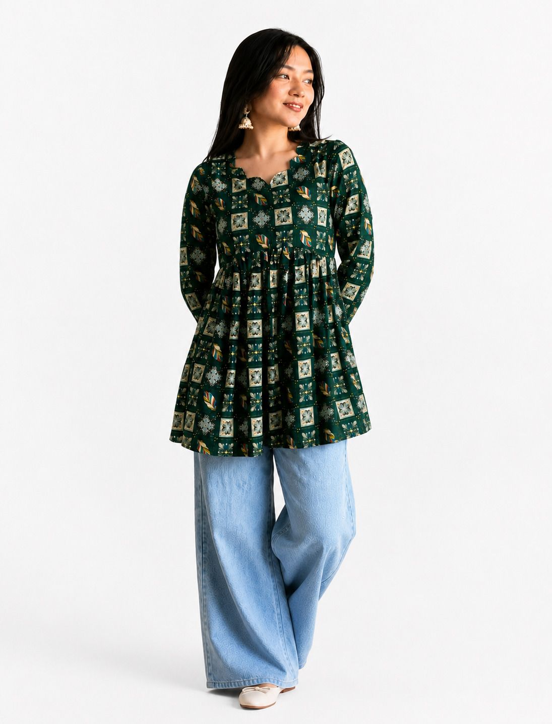 Casual Regular Sleeves Printed Women Green Top-image-48