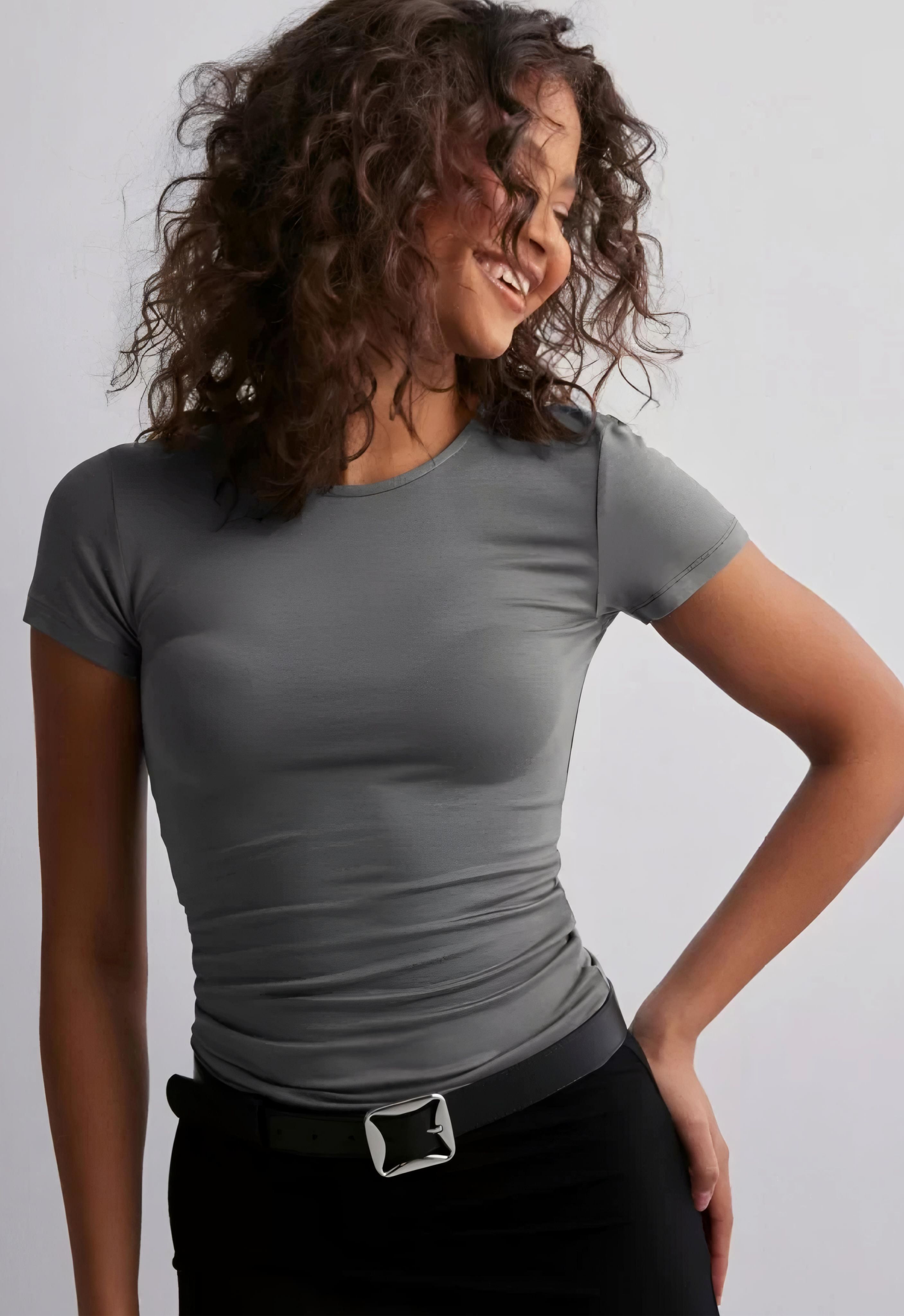 sightbomb Formal Regular Sleeves Solid Women Grey Top-picture-12