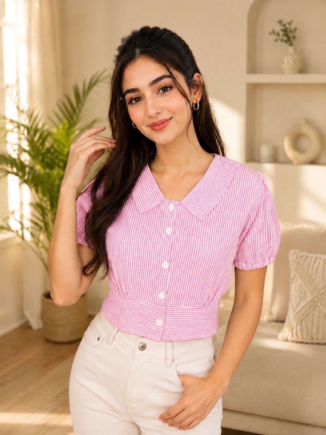 metronaut Women Regular Fit Striped Casual Shirt-picture-19