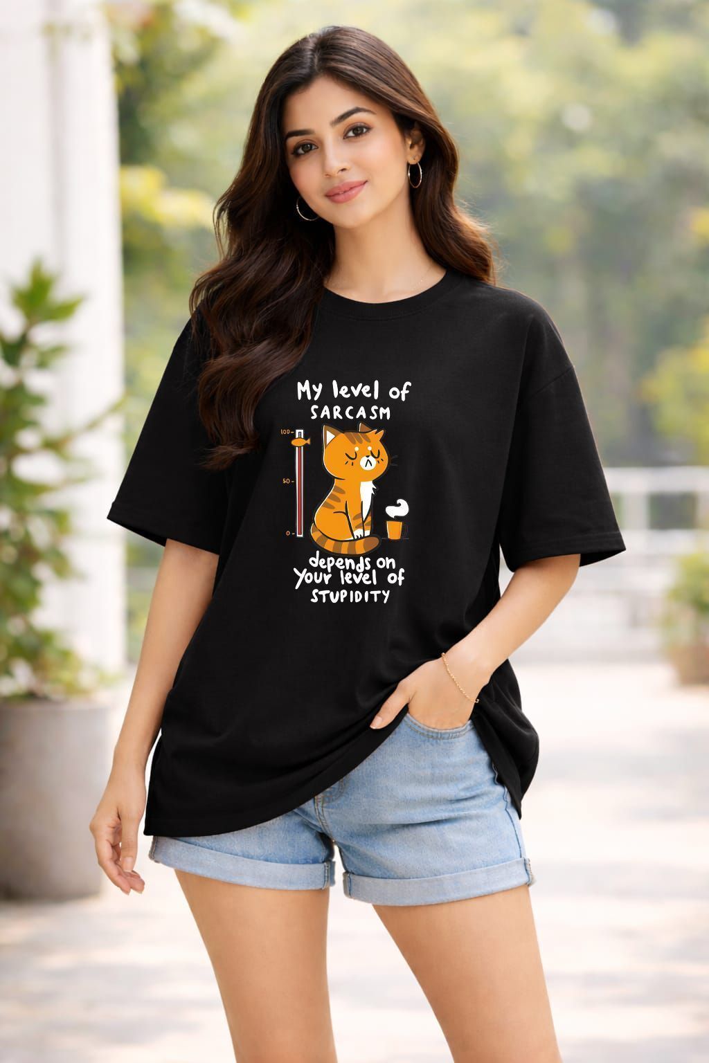 mapletrend Casual Regular Sleeves Printed Women Black Top-picture-13