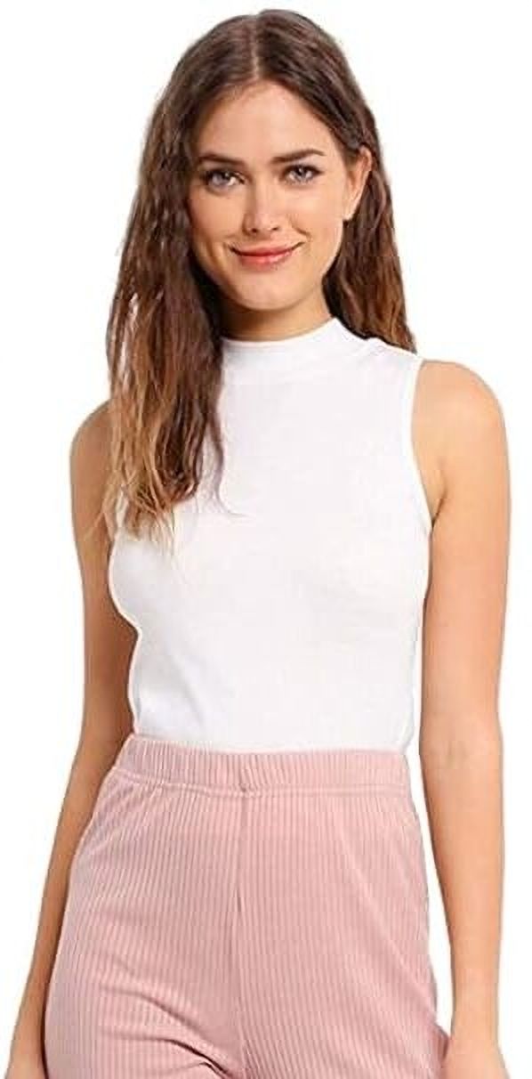 tusi Casual Sleeveless Solid Women White Top-picture-28