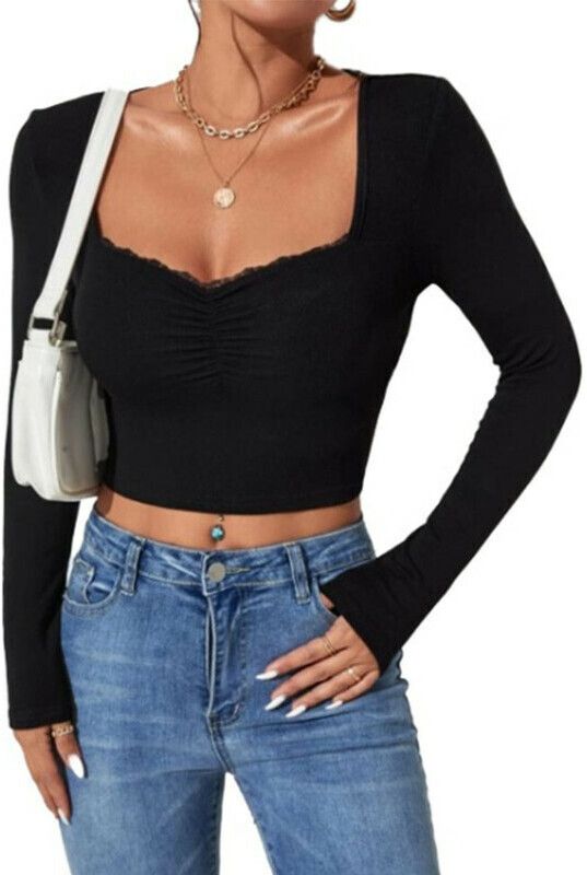 glare & blair Casual Regular Sleeves Solid Women Black Top-picture-10
