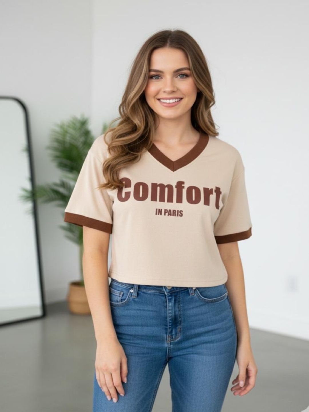 Casual Regular Sleeves Printed Women Beige Top-image-43