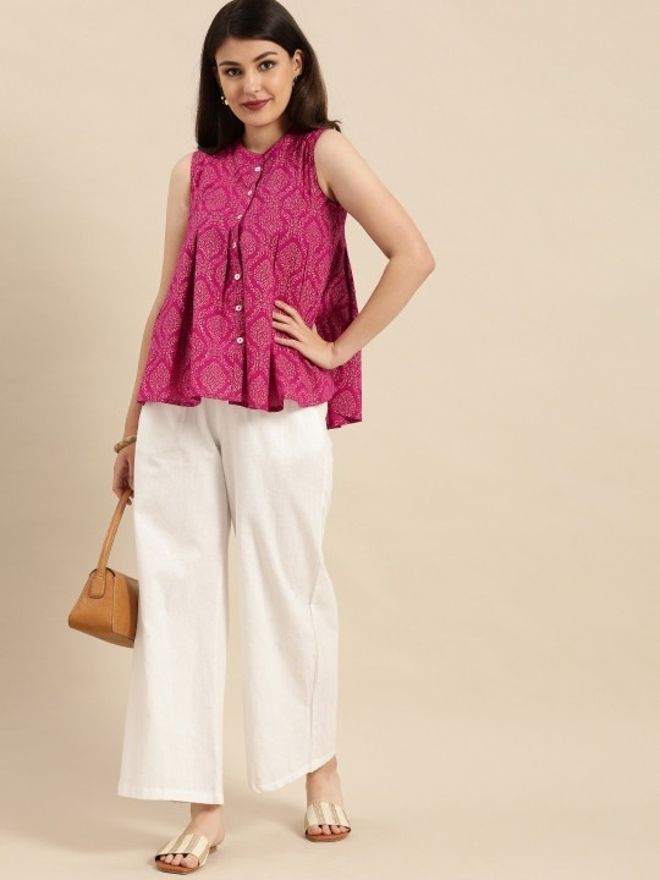 blouse house Casual Sleeveless Printed Women Pink Top-picture-15