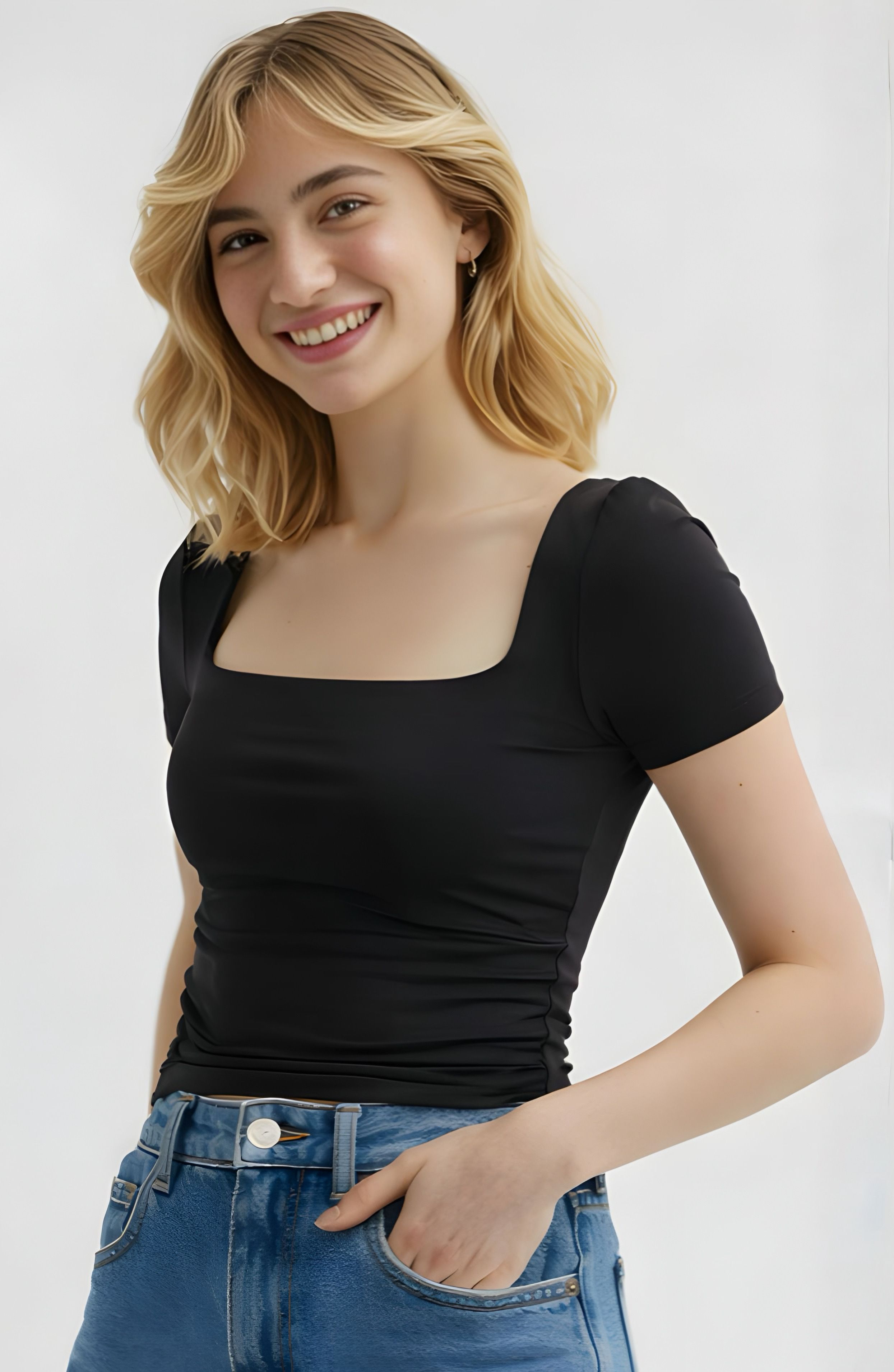 sightbomb Party Regular Sleeves Solid Women Black Top-picture-27