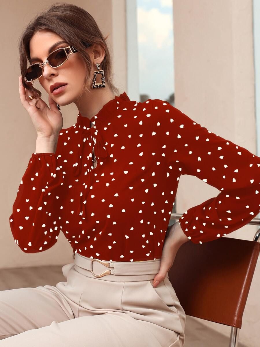 fabrange Casual Regular Sleeves Printed Women Maroon, White Top-picture-14