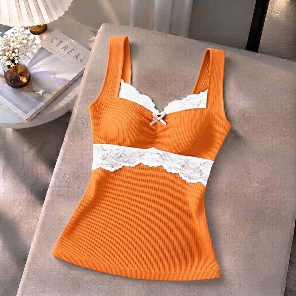Casual Sleeveless Solid Women Orange Top-image-46
