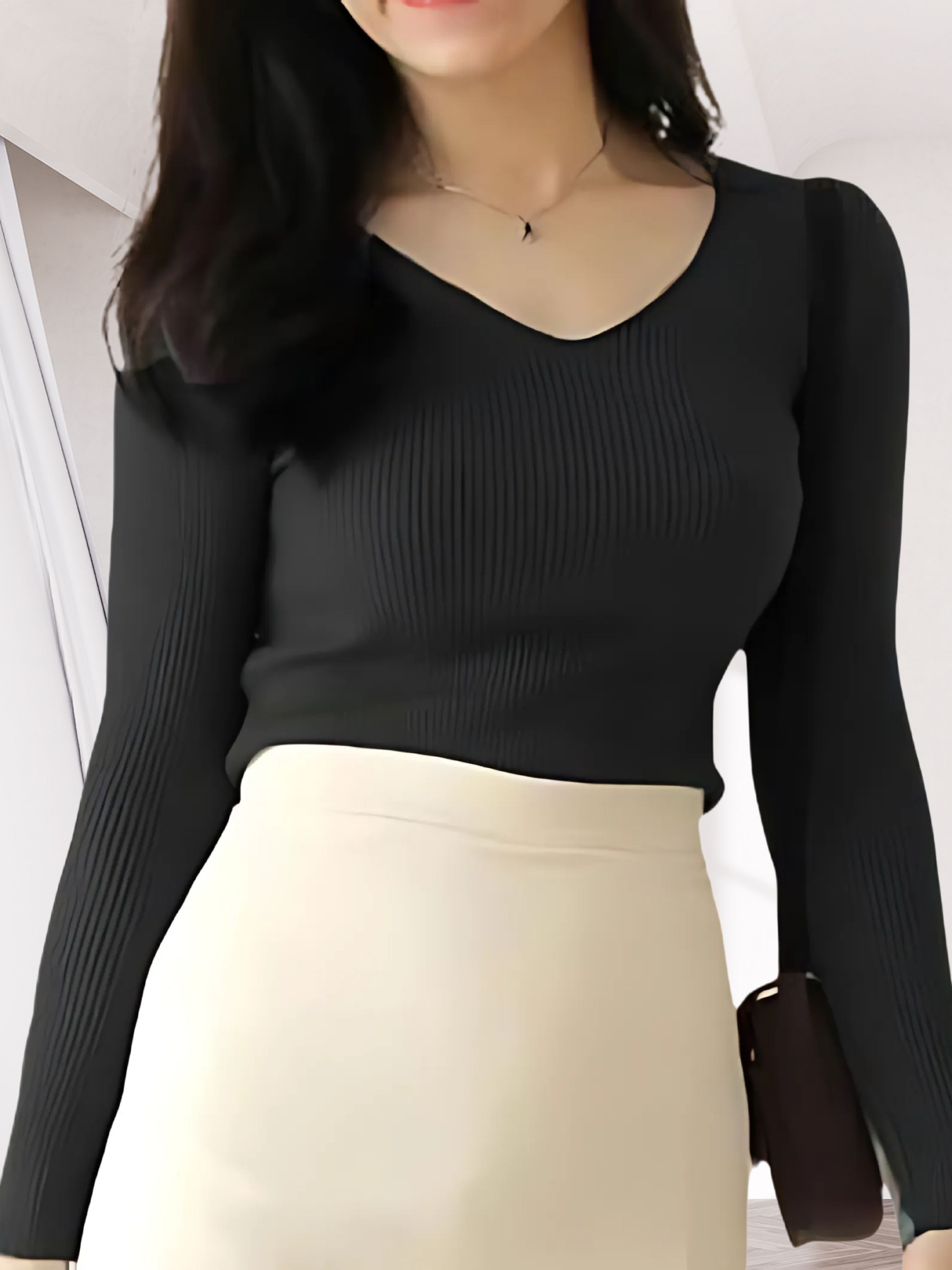 sasafaras Casual Regular Sleeves Striped Women Black Top-picture-35