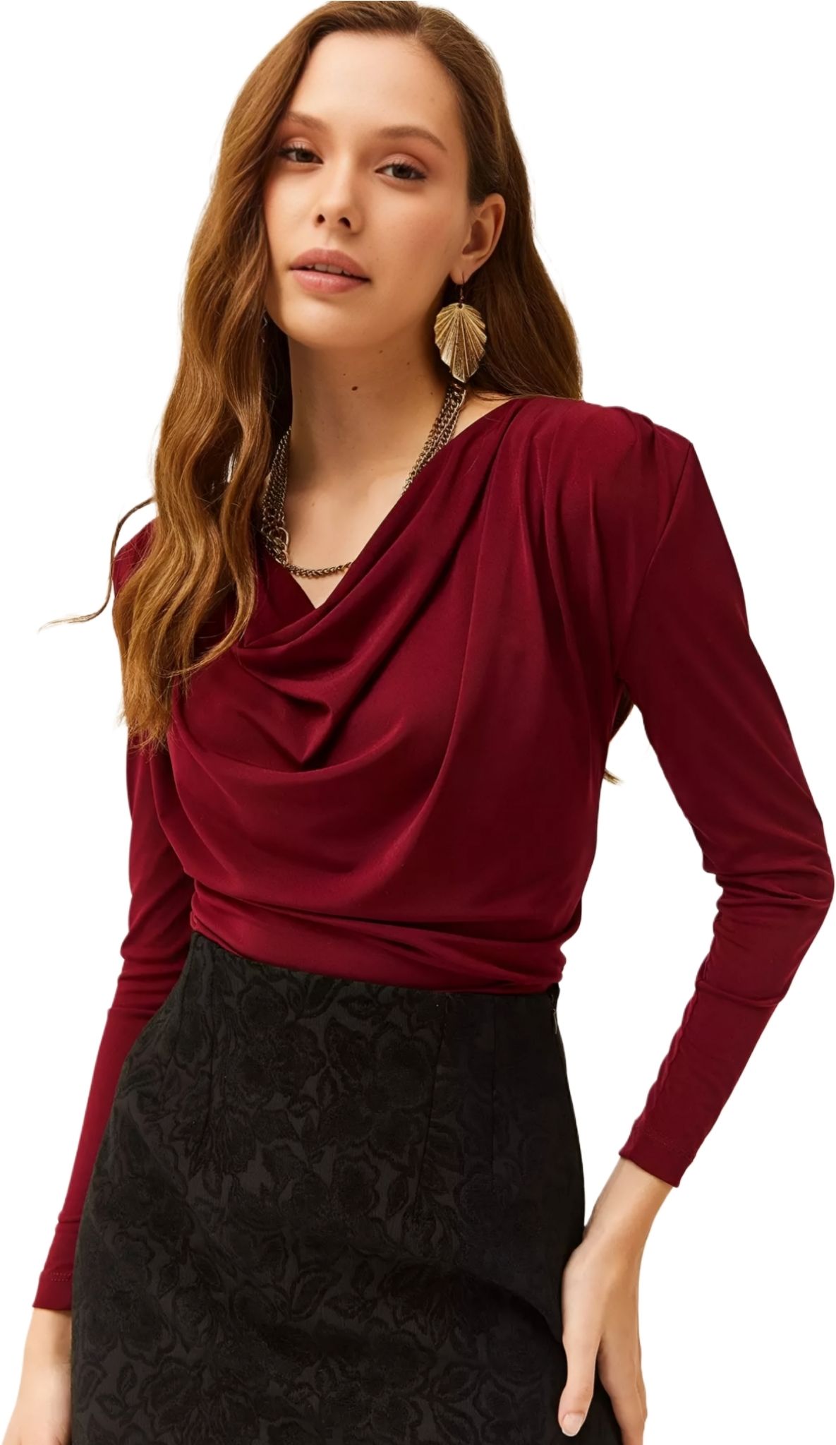 sightbomb Formal Extended Sleeves Solid Women Maroon Top-picture-11