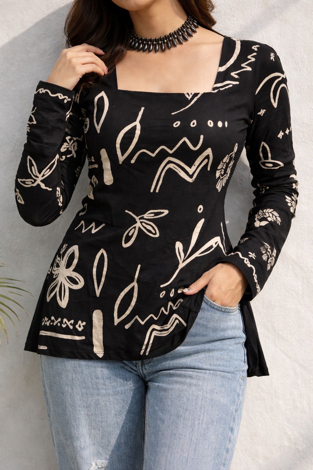 Casual Regular Sleeves Printed Women Black Top-image-43