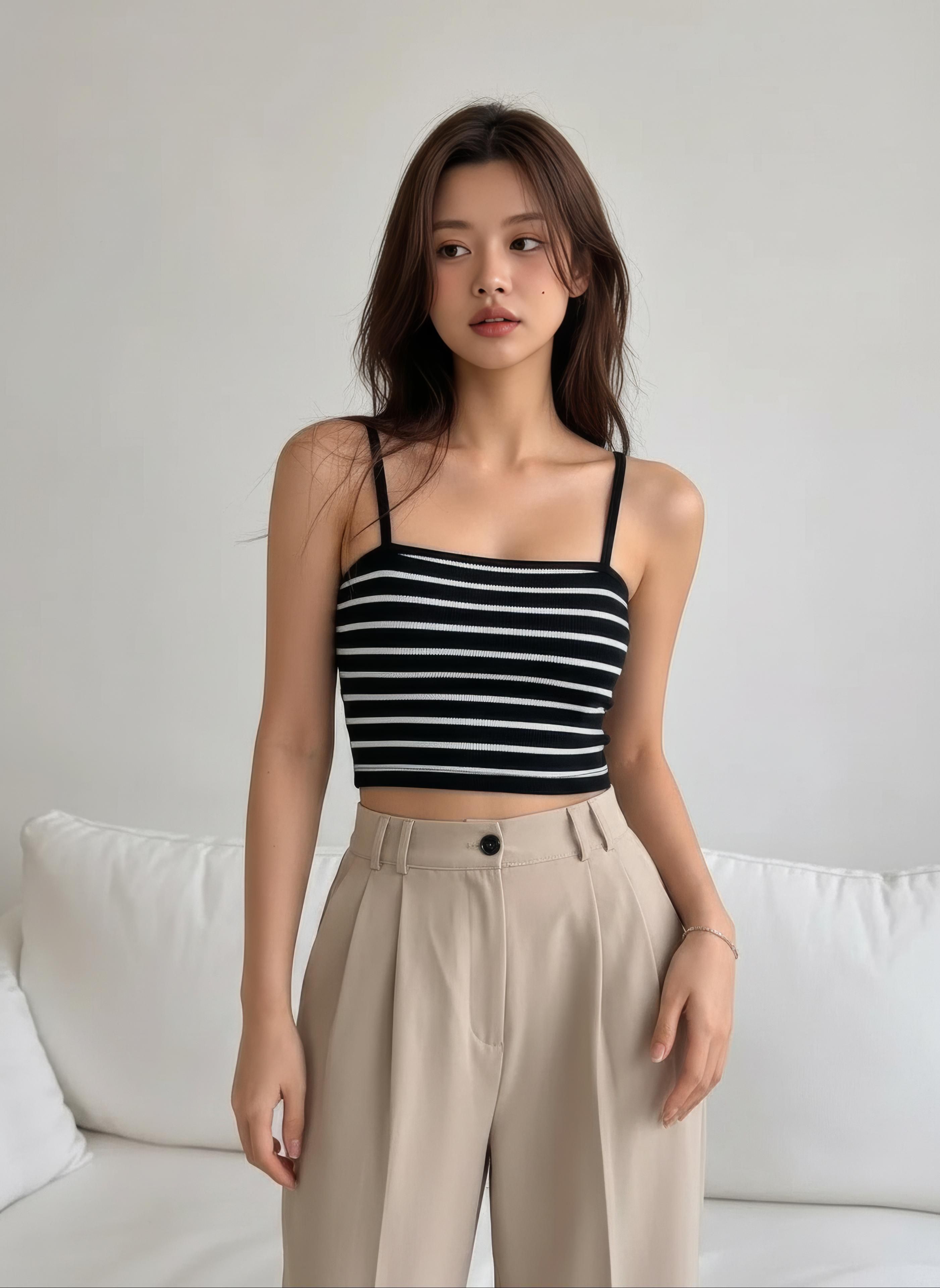 Casual Shoulder Straps Solid Women Black, White Top-image-39