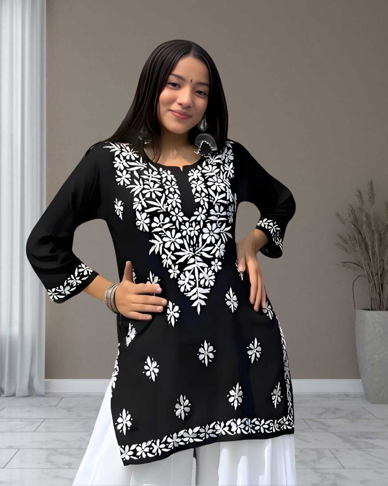 Casual Cap Sleeves Embroidered Women Black Top-image-29