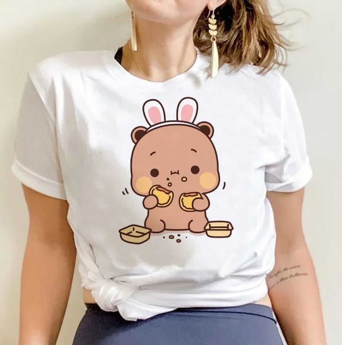 balajitextile Women Graphic Print Round Neck Polycotton White T-Shirt-picture-43