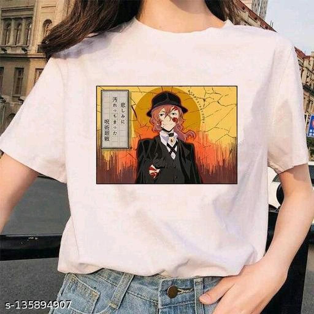 balajitextile Women Printed Round Neck Cotton Blend White T-Shirt-picture-16