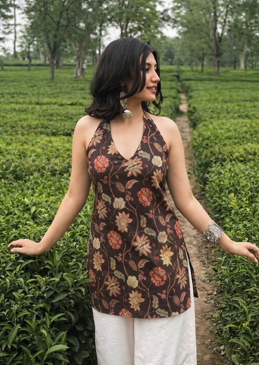 vrajrani trends Casual Sleeveless Printed Women Black Top-picture-44