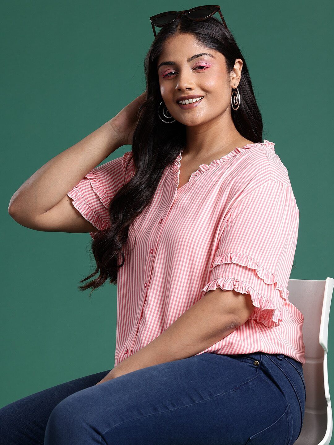 dressberry Casual Regular Sleeves Striped Women Pink, White Top-picture-11