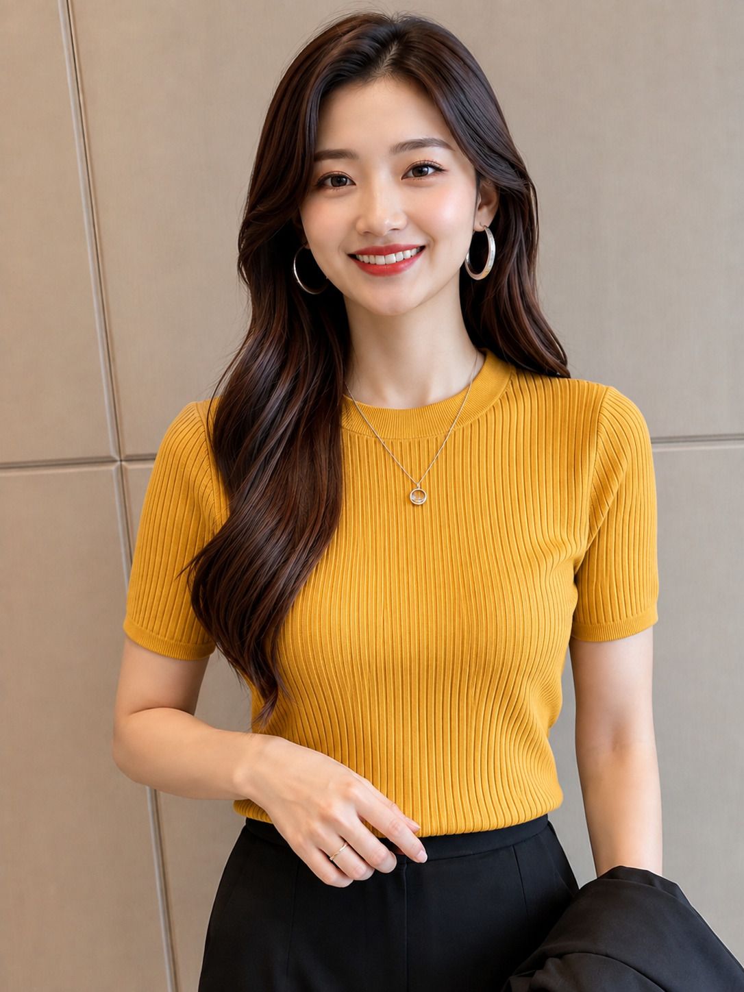Casual Regular Sleeves Solid Women Yellow Top-image-34