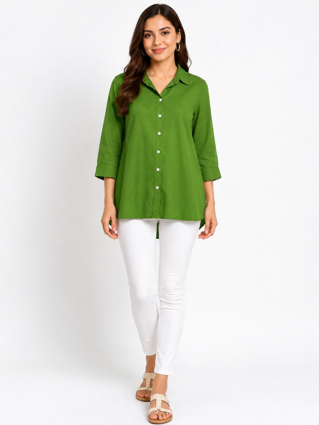 atriyo Women Relaxed, Regular Fit Solid Spread Collar Casual Shirt-picture-1