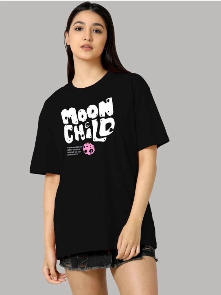 mapletrend Casual Regular Sleeves Graphic Print Women Black Top-picture-11