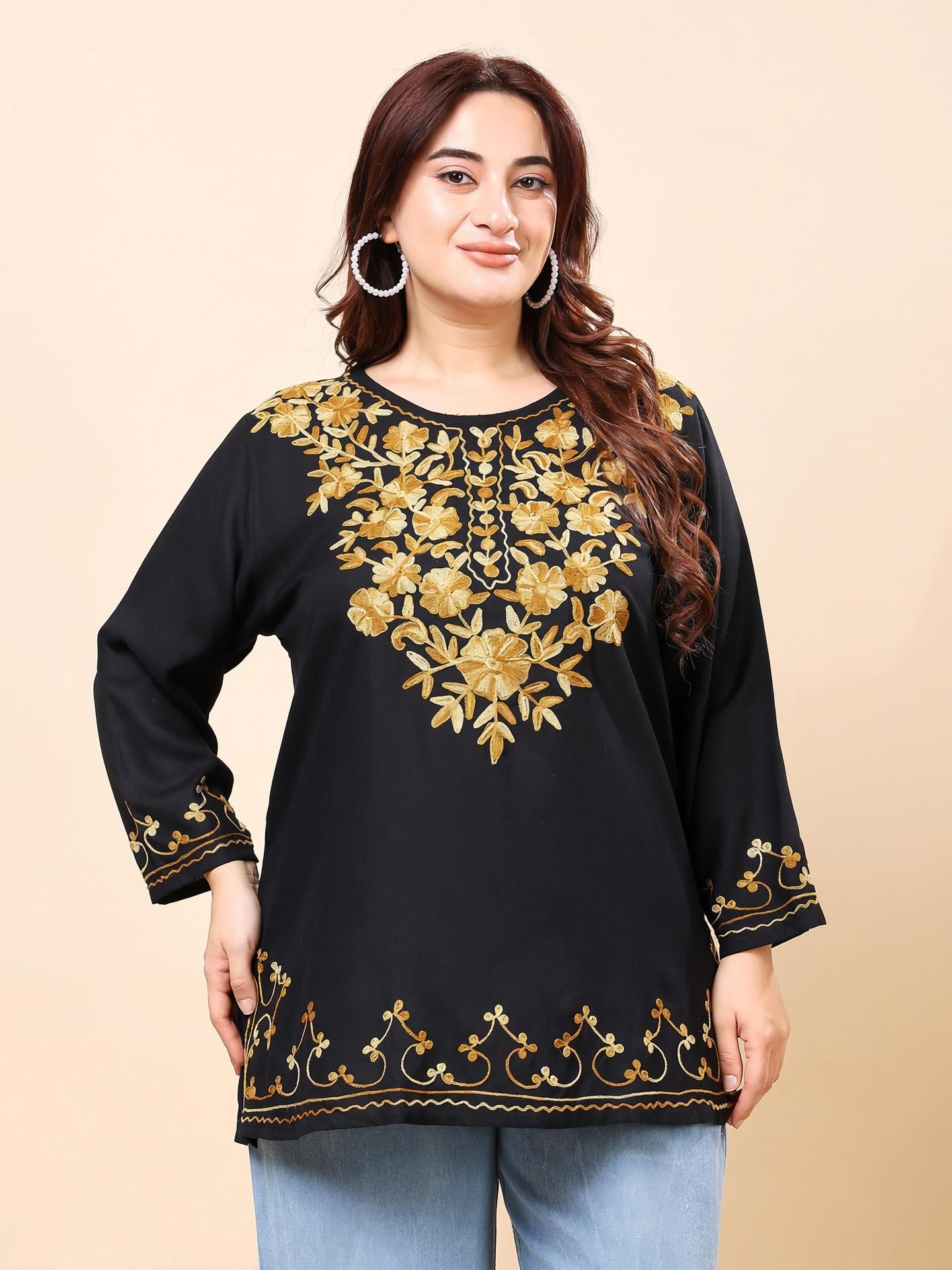 vaamii Casual Regular Sleeves Embroidered Women Black Top-picture-12