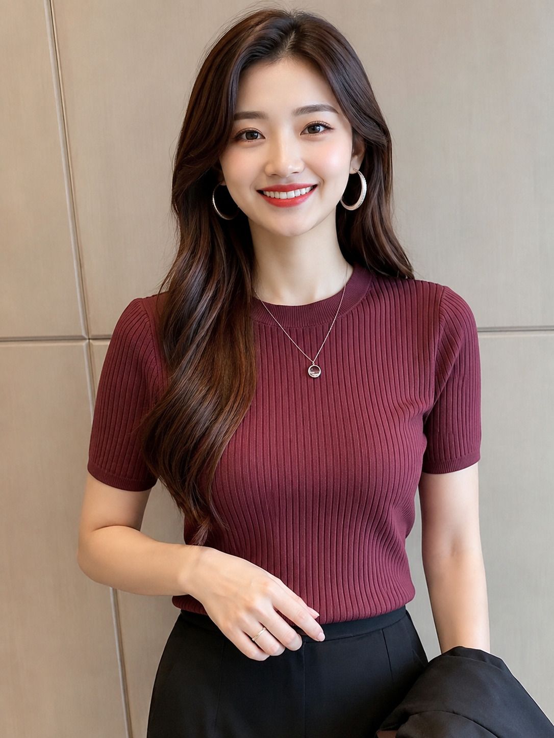 tanushk Casual Regular Sleeves Solid Women Maroon Top-picture-17