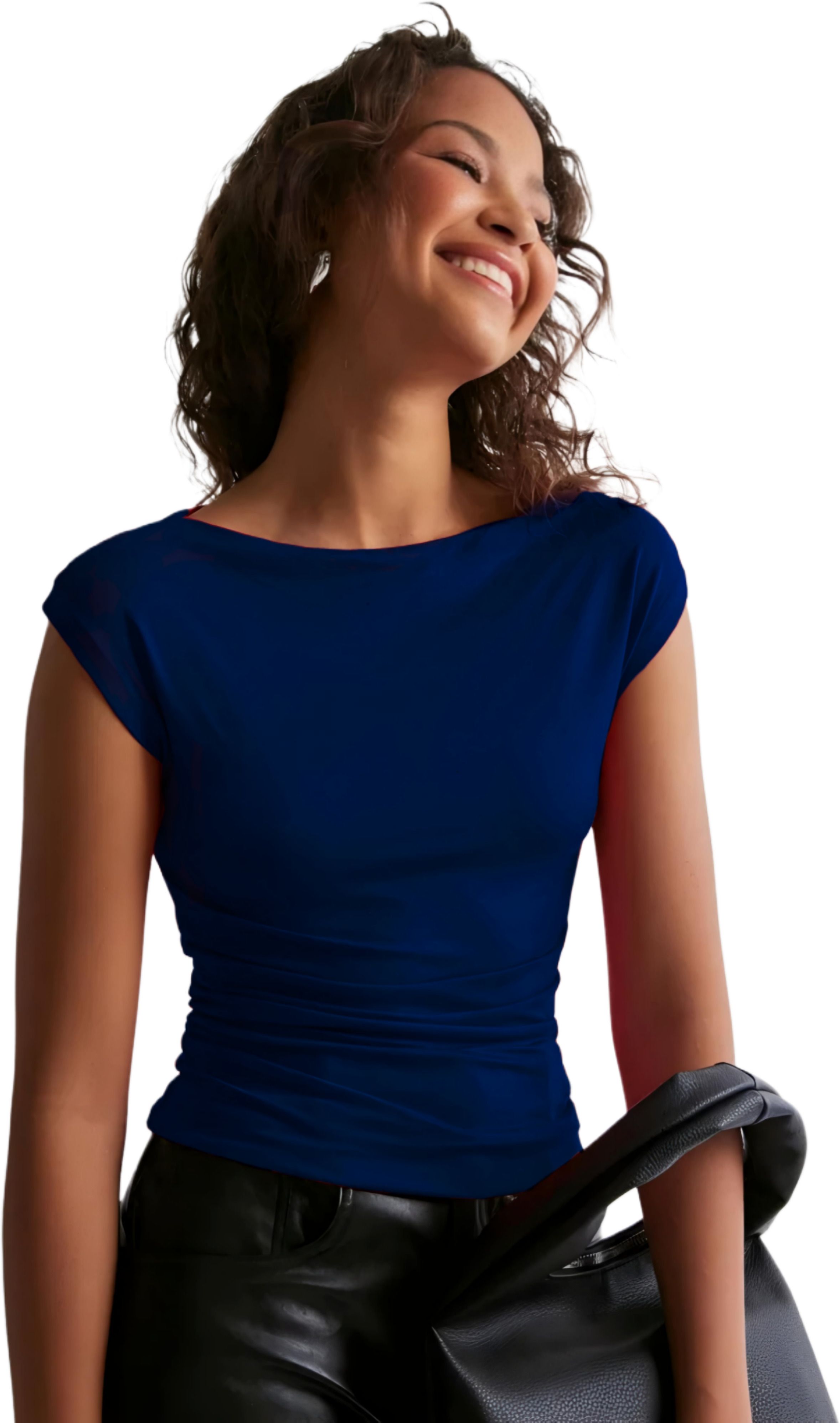 sightbomb Party Cap Sleeves Solid Women Dark Blue Top-picture-16