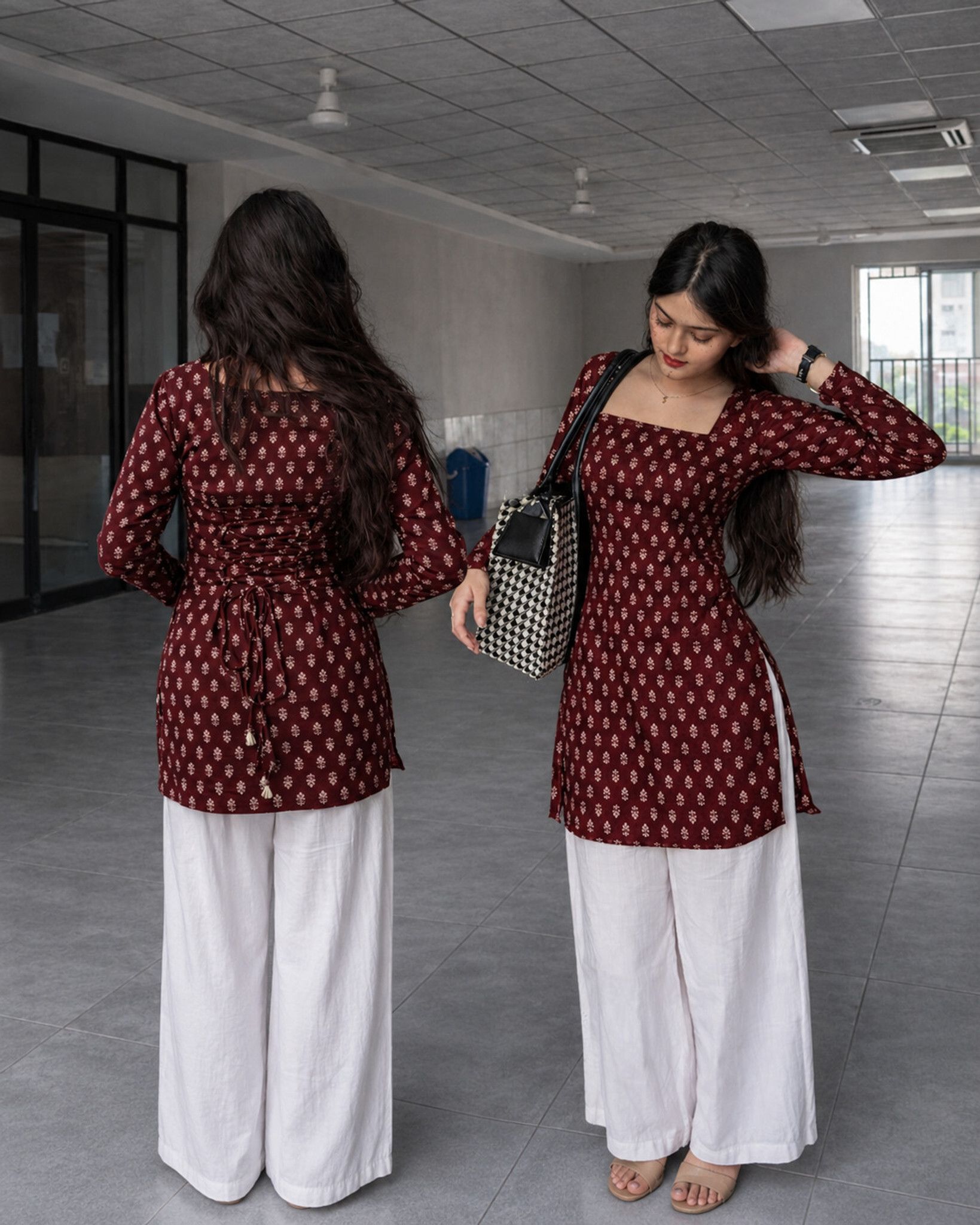 Casual Regular Sleeves Printed, Ethnic Motifs Women Maroon Top-image-48
