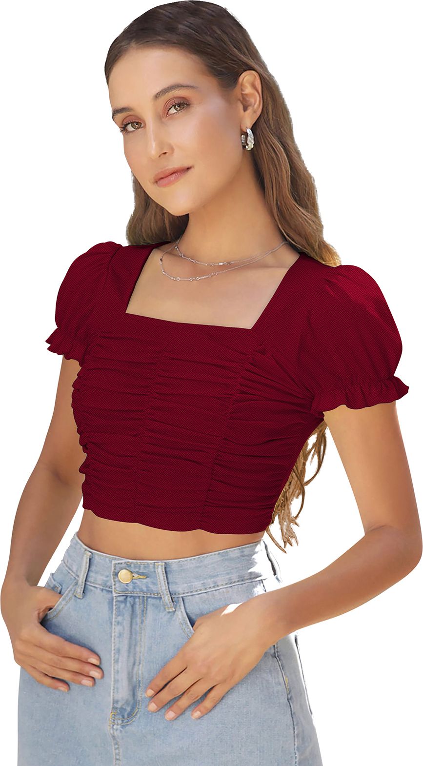 london belly Casual Puff Sleeves Solid Women Maroon Top-picture-20