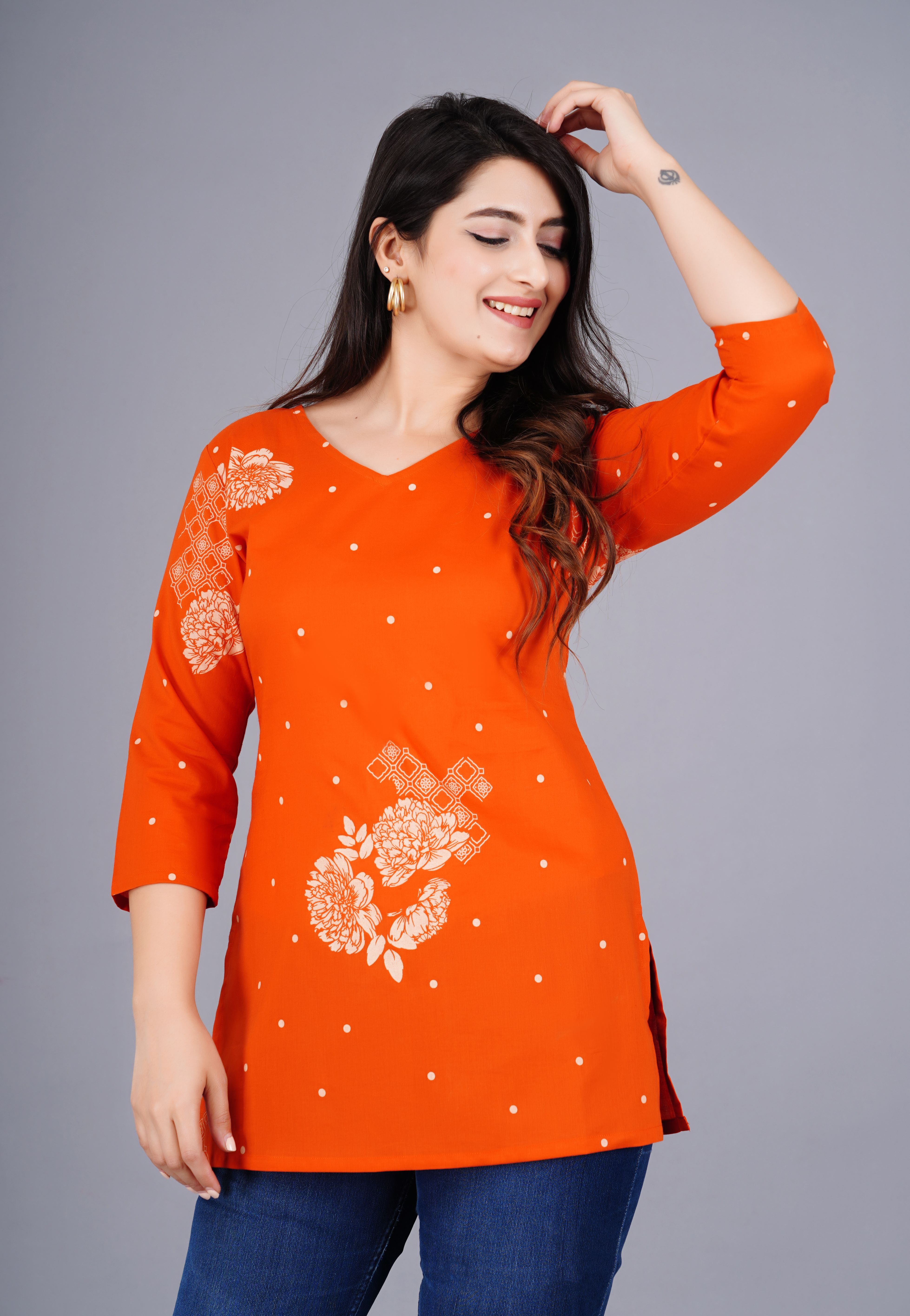 sukti Casual Regular Sleeves Printed Women Orange Top-picture-10