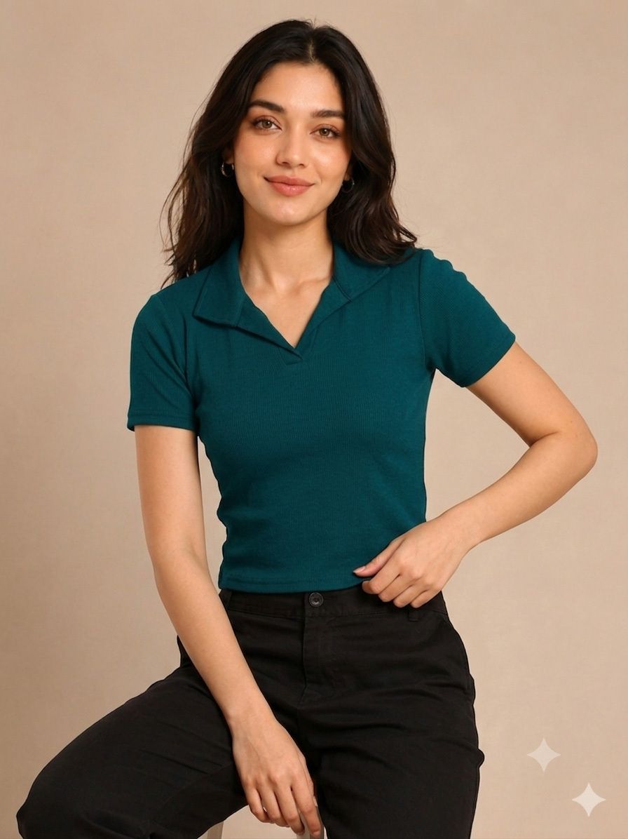 metronaut Party Regular Sleeves Solid Women Blue Top-picture-27