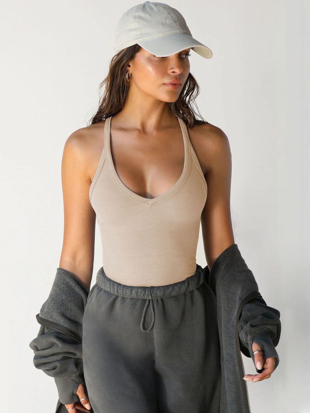 Casual Shoulder Straps Ethnic Motifs Women Beige Top-image-30