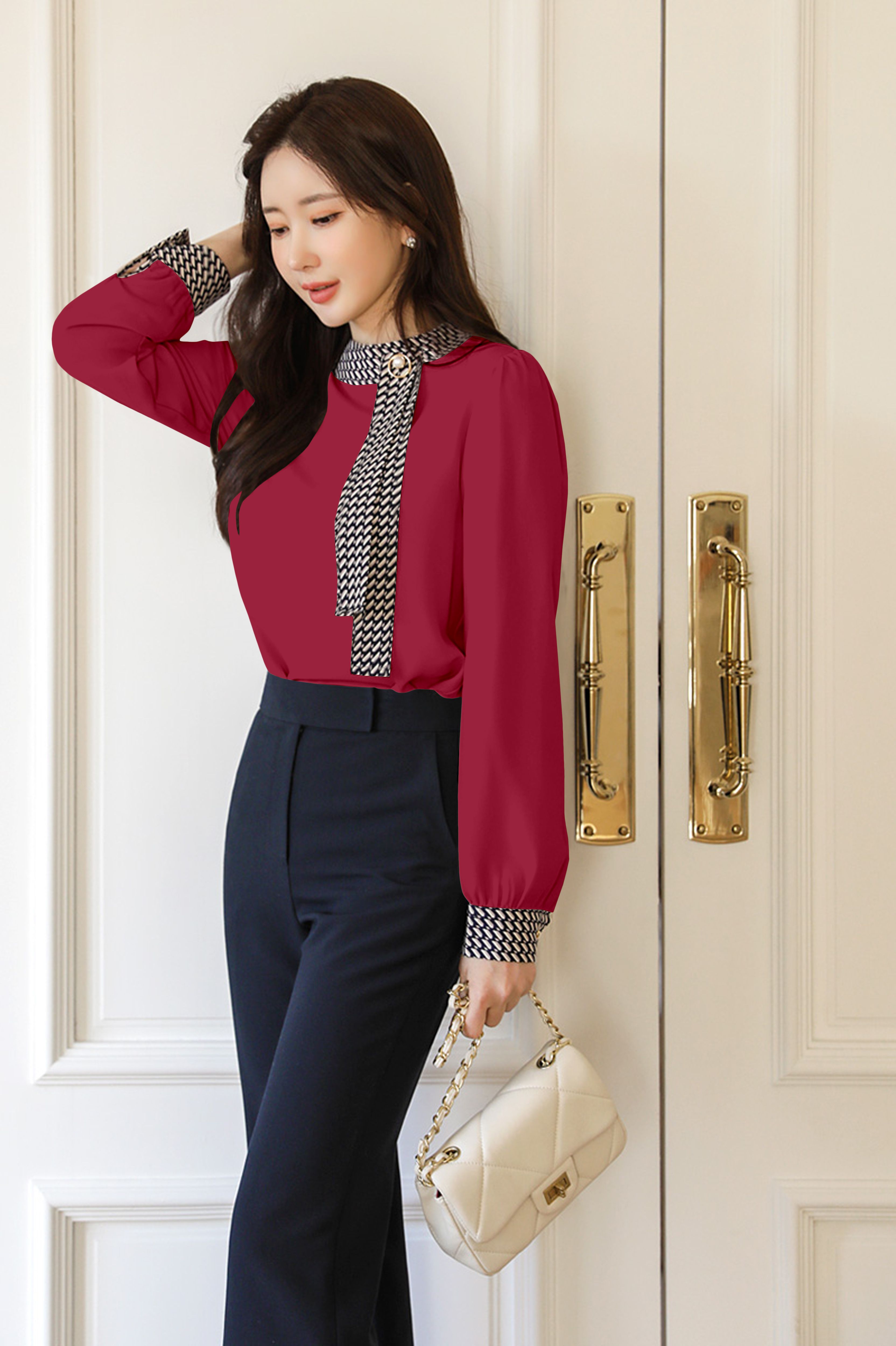 gg style Casual Cuffed Sleeves Printed Women Red Top-picture-21