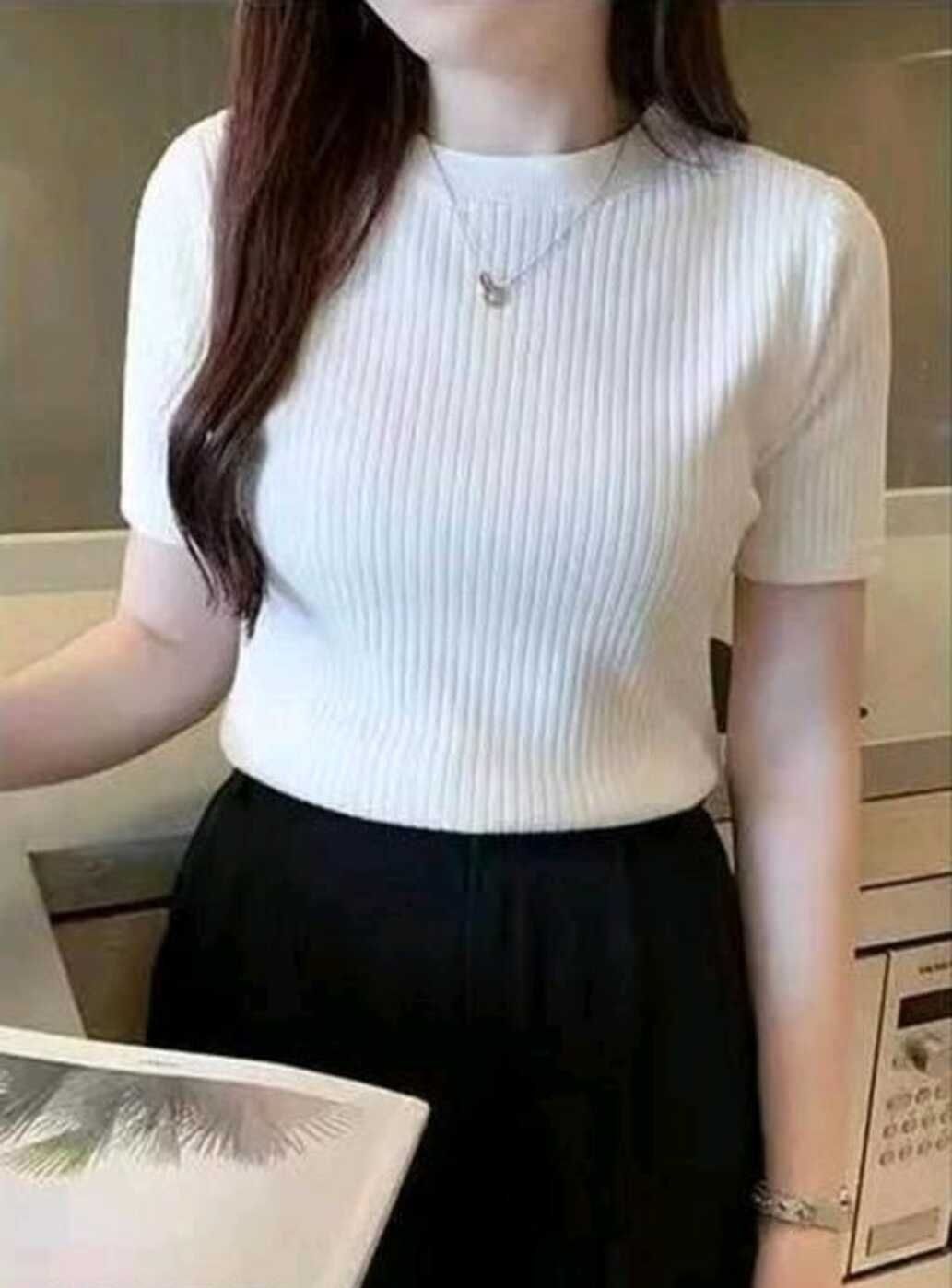 Casual Regular Sleeves Solid Women White Top