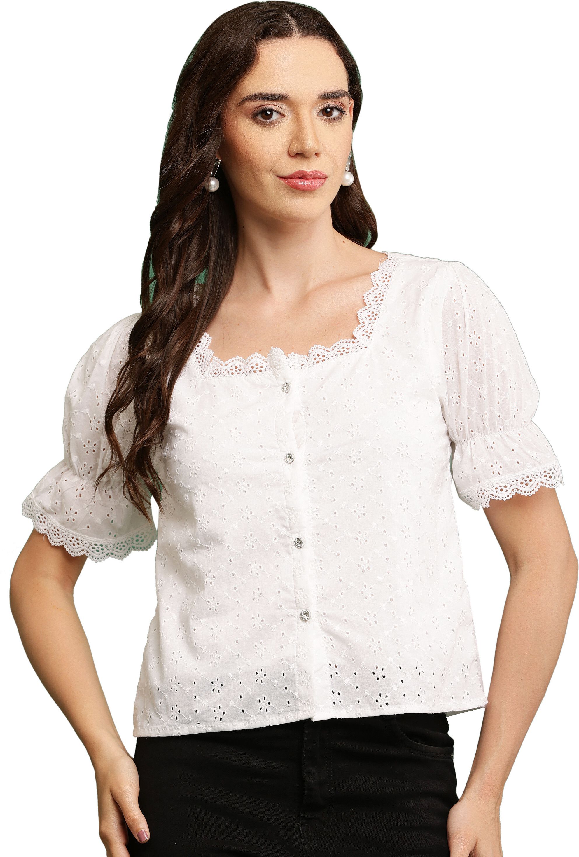 absorbing Casual Regular Sleeves Solid Women White Top-picture-13