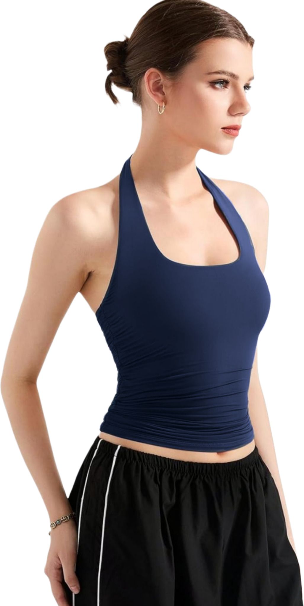 sightbomb Casual Sleeveless Solid Women Dark Blue Top-picture-3