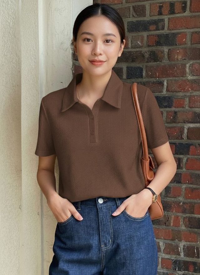 leriya fashion Casual Regular Sleeves Solid Women Brown Top-picture-13